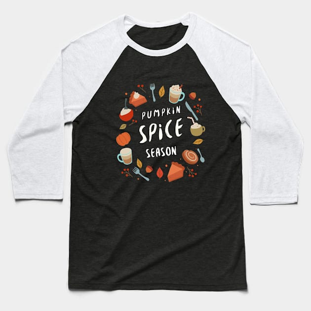 Pumpkin Spice Season Baseball T-Shirt by Be Yourself Tees